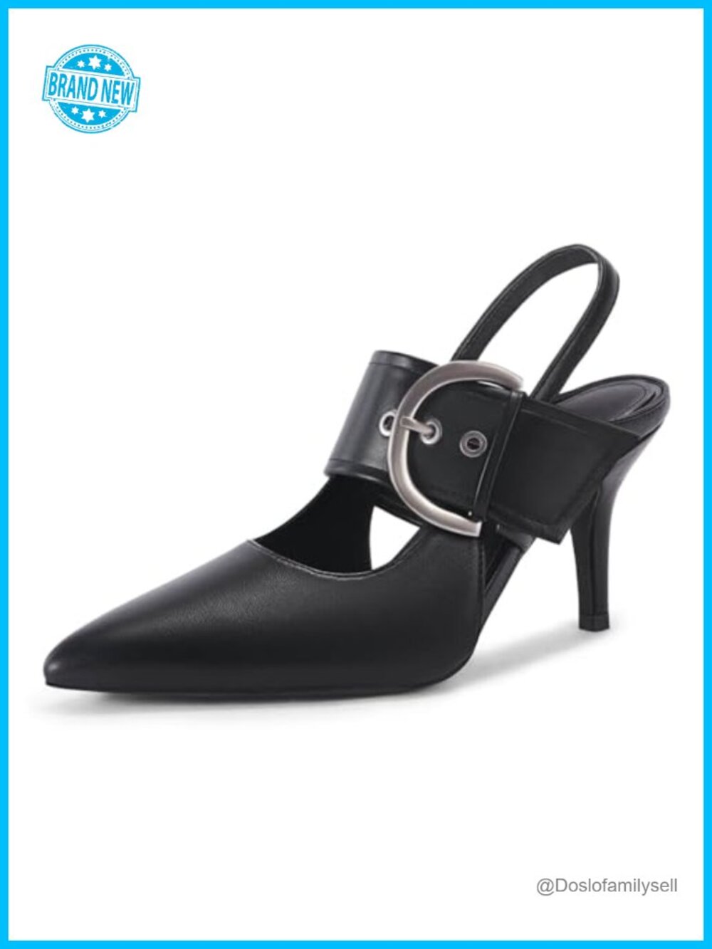Womens Pointed Toe Slingback High Heels Buckle Strap Dressy Work Pumps